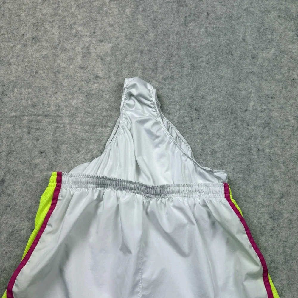 Women’s Nike Dri Fit White/pink/neon Yellow Lined Running Shorts Size Medium - Picture 8 of 14